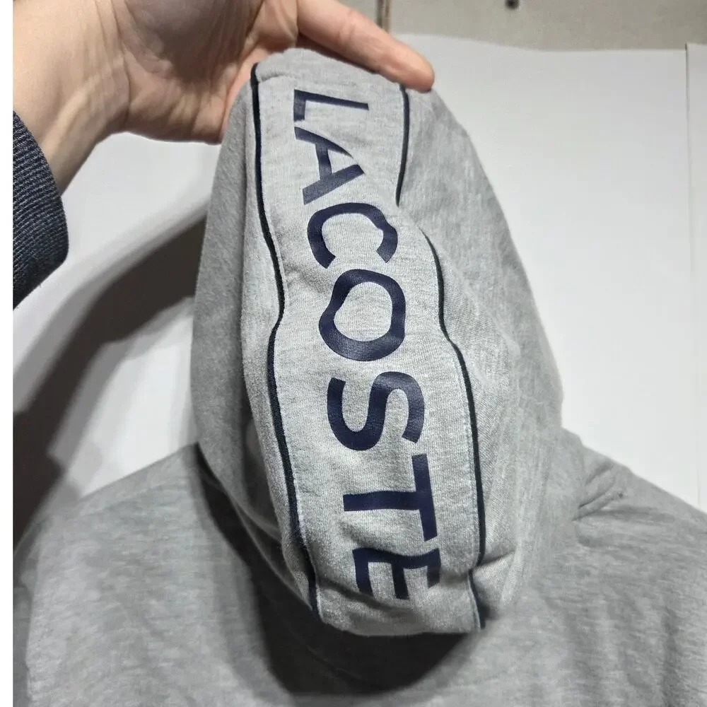 Lacoste Sleepwear Men's Hooded Sweatshirt Green Blue & Gray Size Large